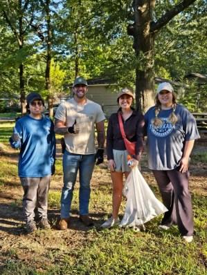 Community volunteers working together during a neighborhood cleanup