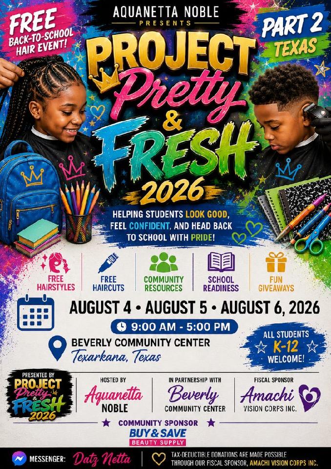 Project Pretty and Fresh 2026 back-to-school event flyer